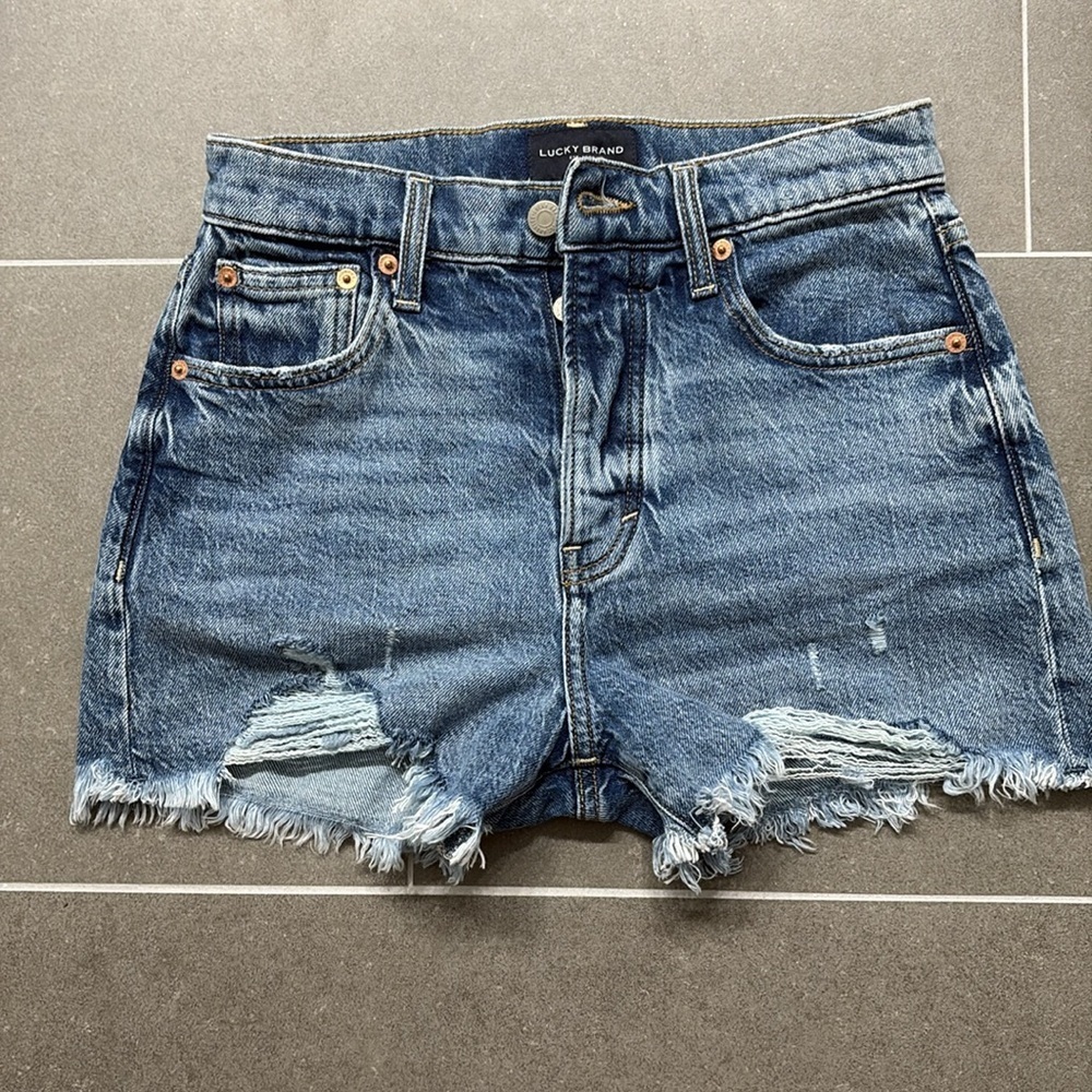 LUCKY BRAND HIGH RISE BUTTON FLY JEAN SHORTS
